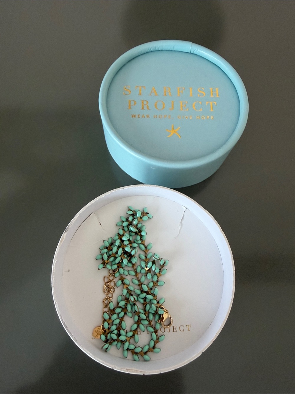 Starfish Project Mint Green Leaf Chain necklace